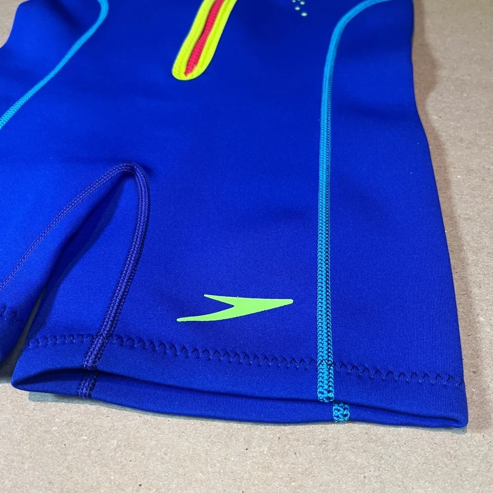 Speedo Kids Blue Neon Yellow Shark Thermal Wetsuit Swimsuit UV50 Size 6-6X